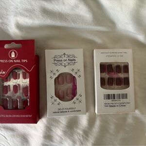 Press On Nail Tips Set - Red and Pink